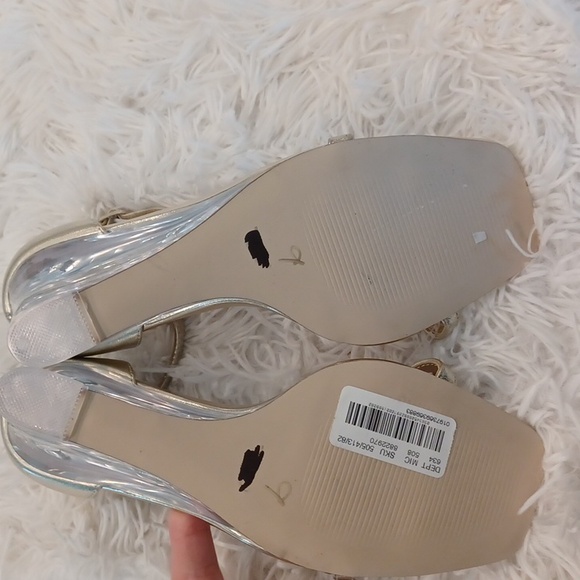 Steve Madden Isobel Metallic Gold Clear Lucite Wedge Sandals Size 6,9, & 10 NWOB - Picture 16 of 16